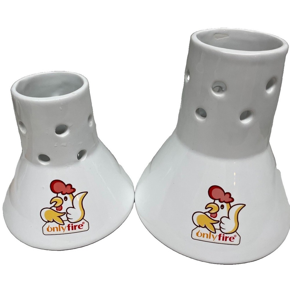 Onlyfire 2 Ceramic Chicken Roaster Rack, Beer Can Chicken Vertical Stands sm, Lg